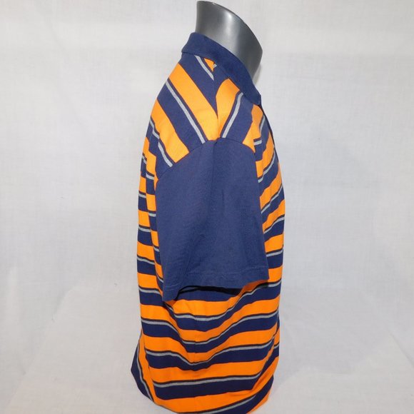 PUMA Mens 2XL Blue Orange Striped Pique Golf Polo Shirt - Picture 7 of 8